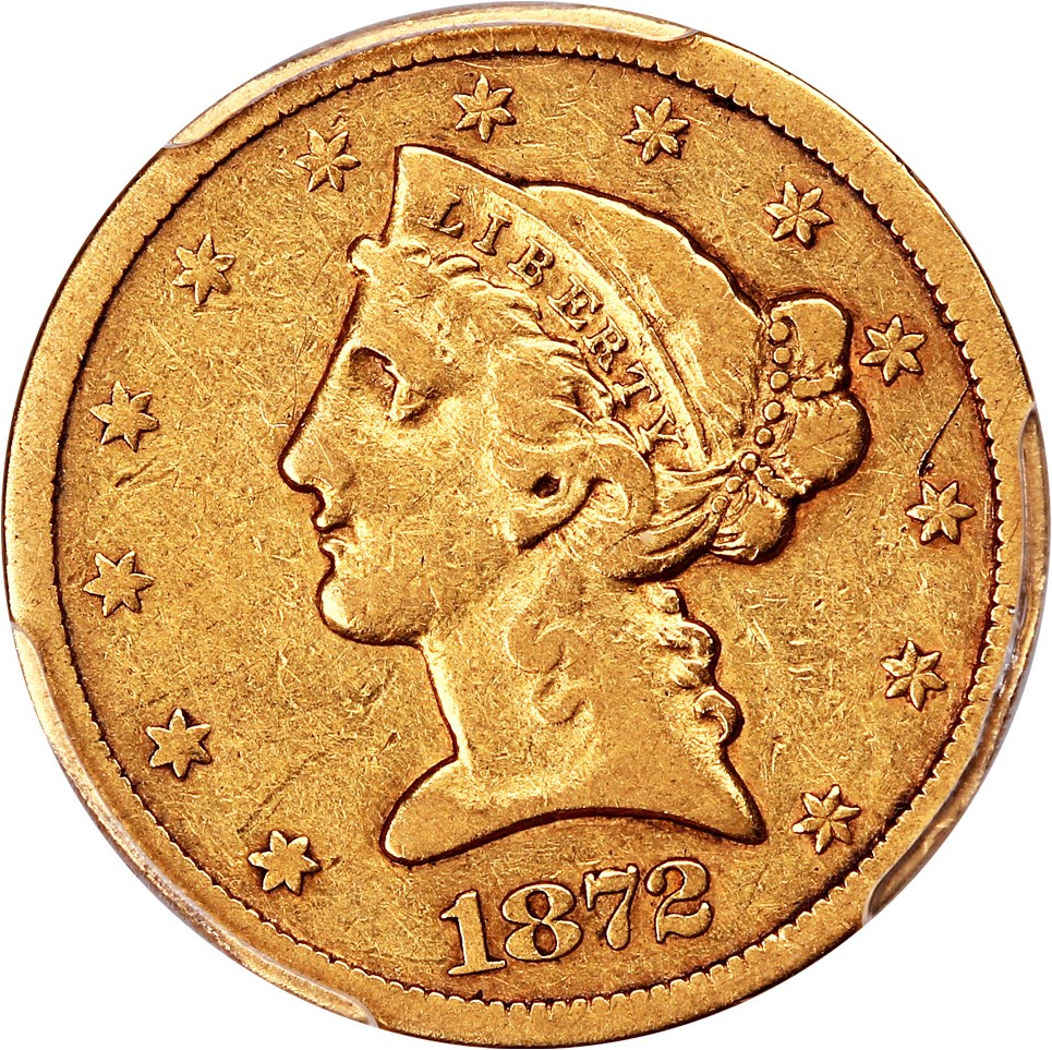 image for: 1872-S $5 PCGS F15