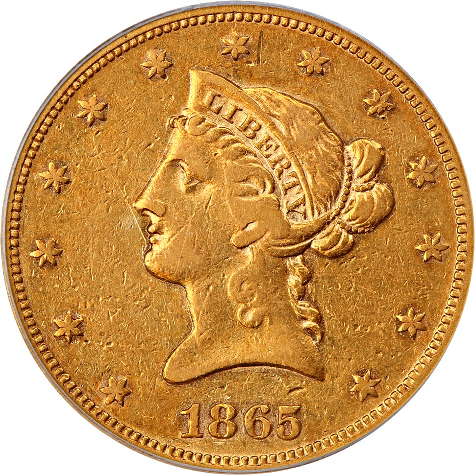 image for: 1865 $10 PCGS VF30