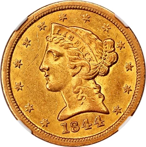 image for: 1844-O $5 NGC AU58