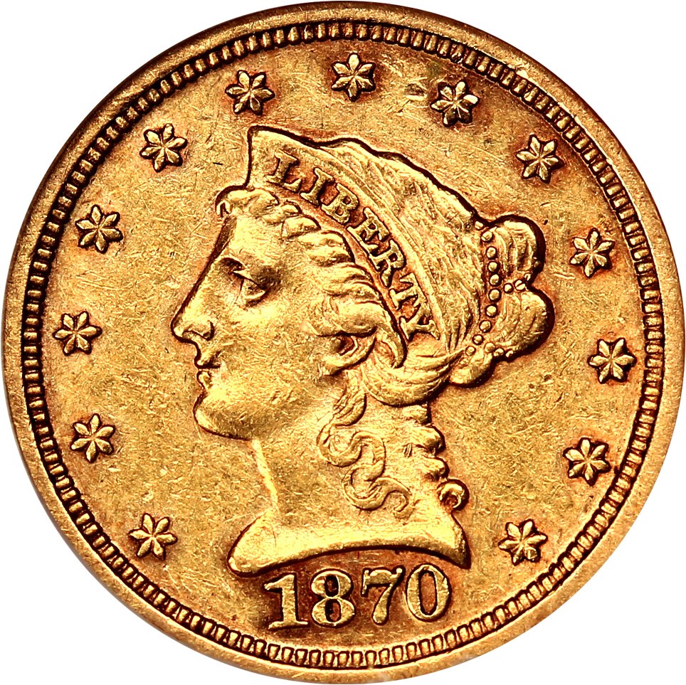 image for: 1870-S 2 1/2 NGC AU50