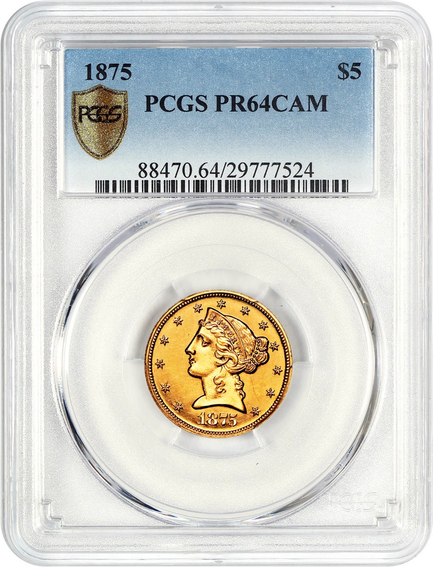 image for: 1875 $5 PCGS Proof 64 CAM