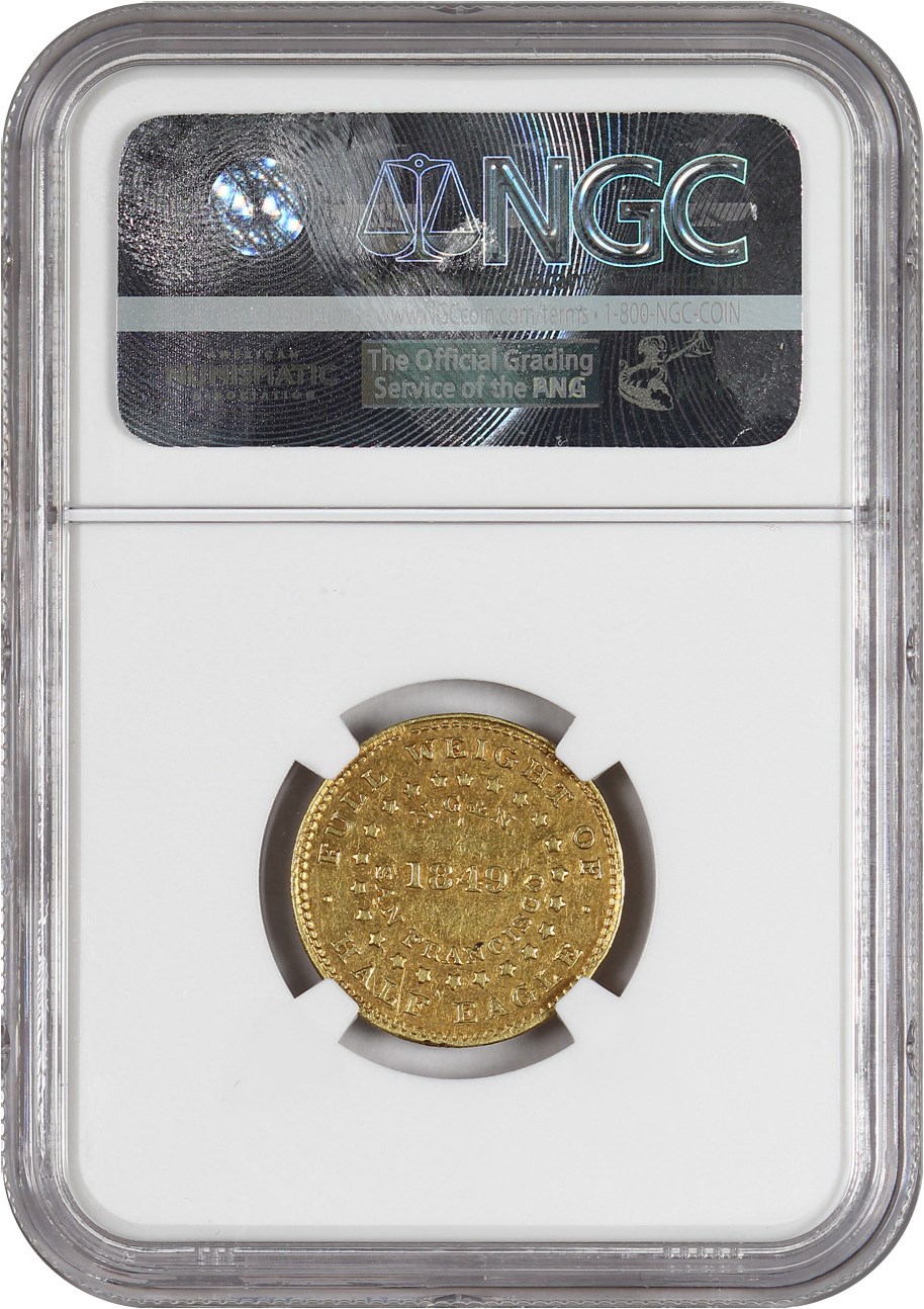 image for: 1849 Norris, Gregg, & Norris $5 NGC/CAC AU55 (Reeded Edge)