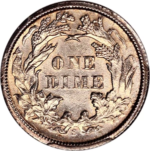image for: 1874-S 10c PCGS MS62 (Arrows)