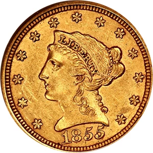 image for: 1855 2 1/2 NGC/CAC AU58