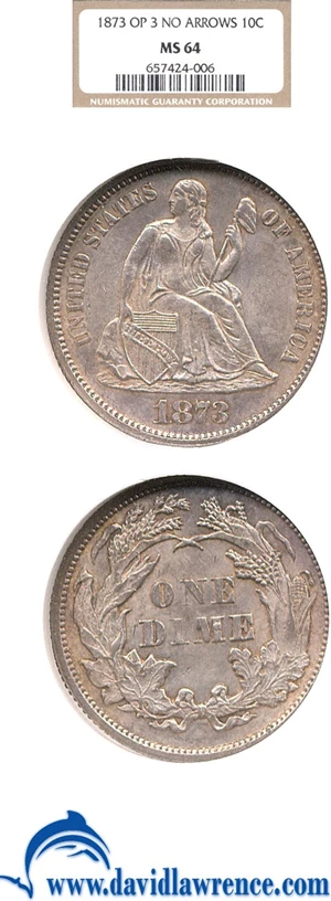 image for: 1873 10c Op.3 NGC MS64