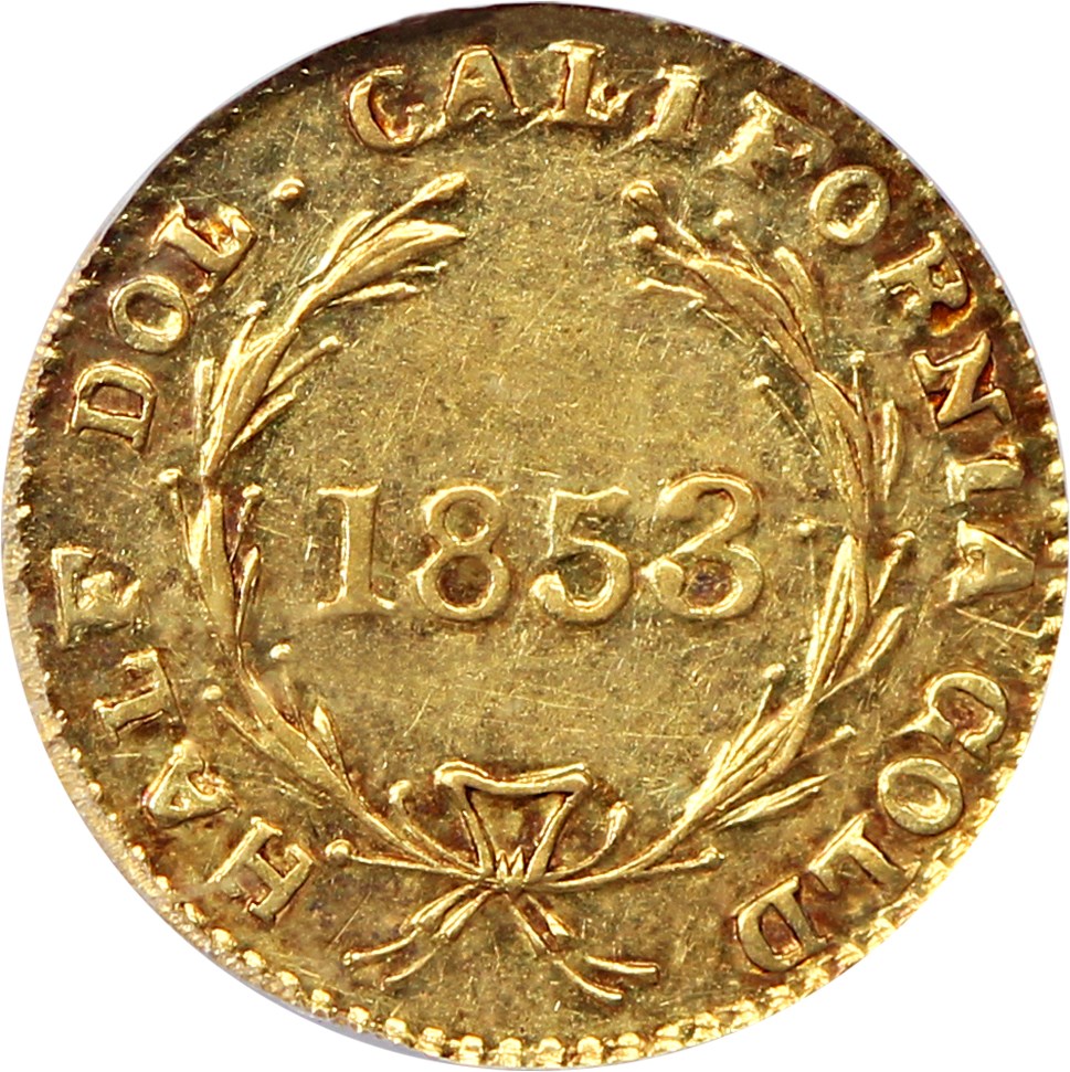 image for: 1853 Cal. Gold 50c PCGS AU55 (BG-409)