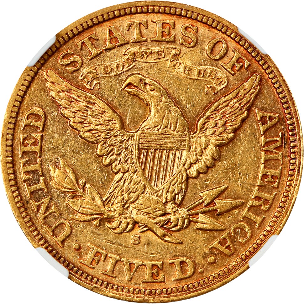 image for: 1870-S $5 NGC/CAC AU55