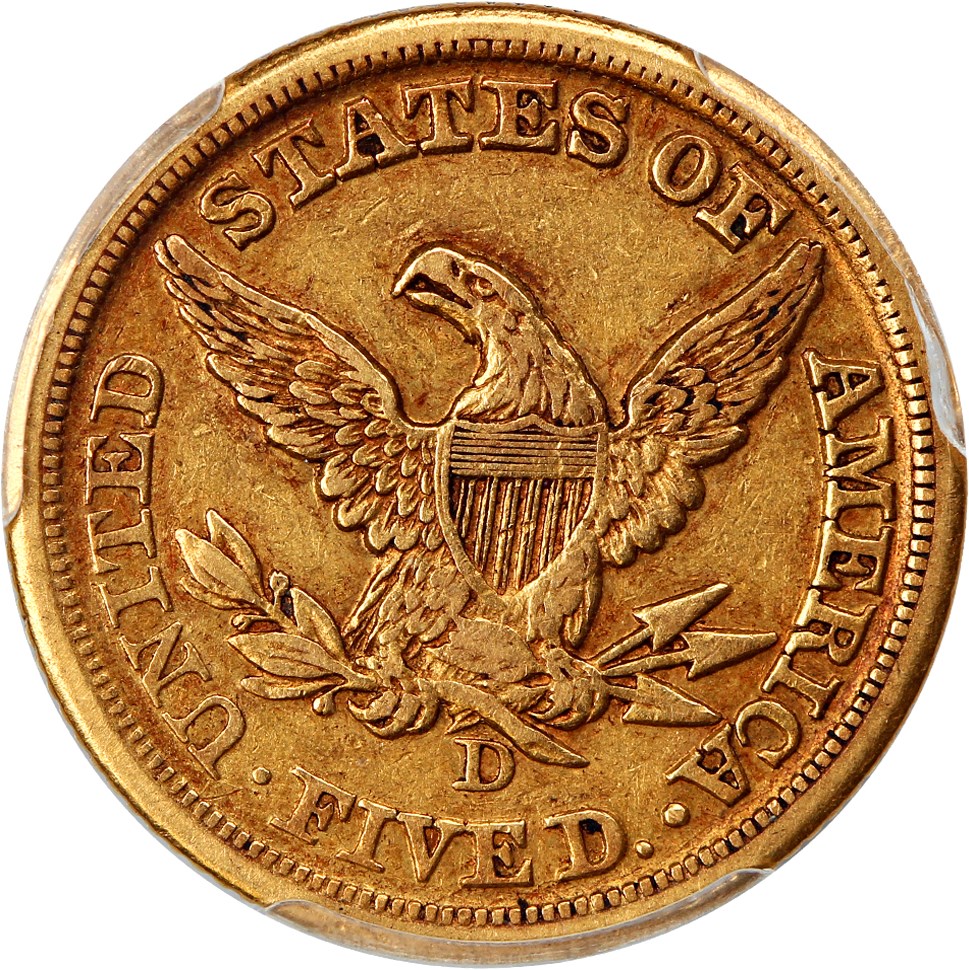 image for: 1858-D $5 PCGS XF40