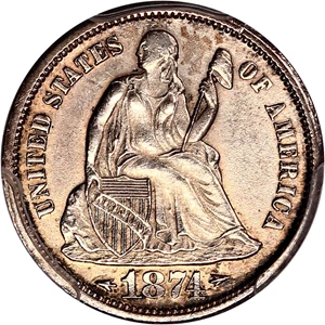 image for: 1874-S 10c PCGS MS62 (Arrows)