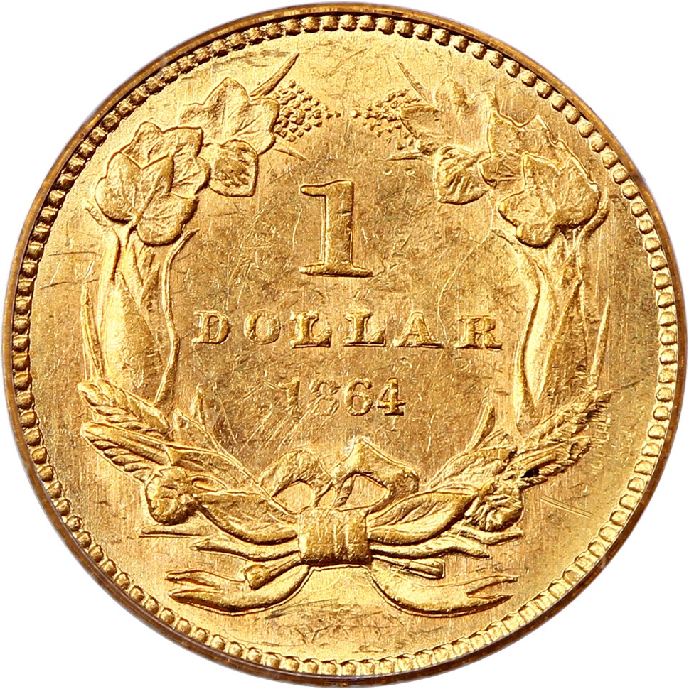 image for: 1864 G$1 PCGS/CAC MS62 (OGH)