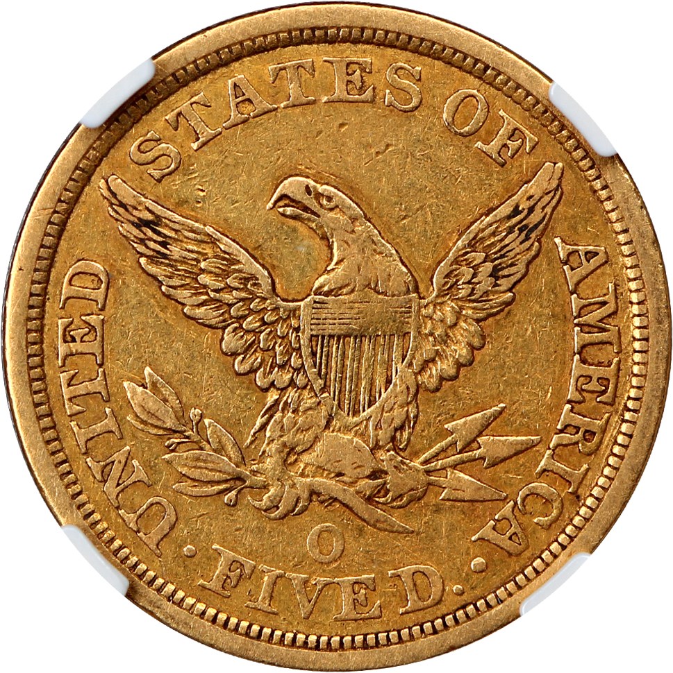 image for: 1845-O $5 NGC/CAC XF40