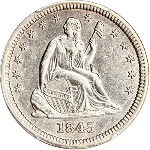 image for: 1845 25c PCGS AU53