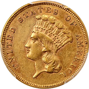 image for: 1858 $3 PCGS/CAC AU55