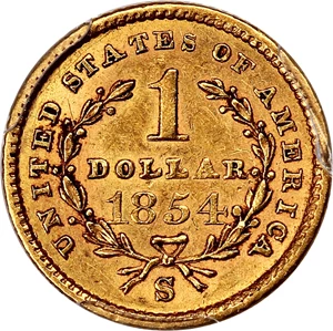 image for: 1854-S G$1 PCGS/CAC AU55 (Type 2)