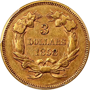 image for: 1858 $3 PCGS/CAC AU55