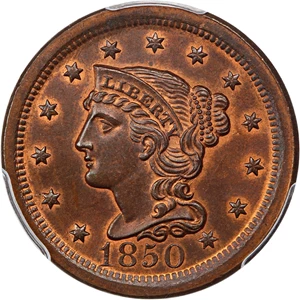 image for: 1850 1c PCGS/CAC MS64 RB
