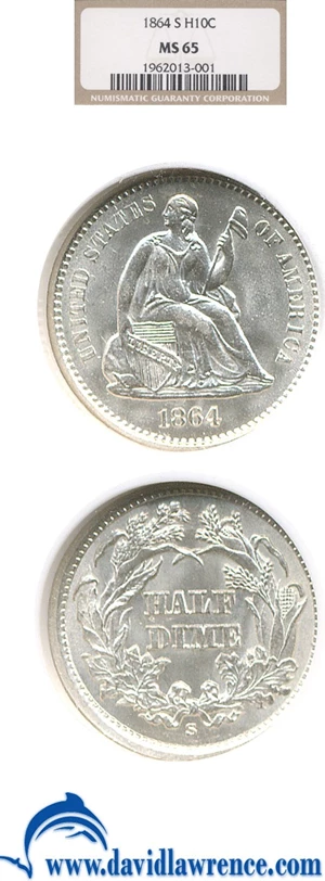 image for: 1864-S H10c NGC MS65