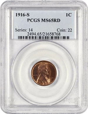 image for: 1916-S 1c PCGS MS65 RD