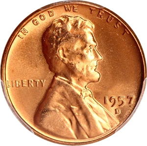 image for: 1957-D 1c PCGS/CAC MS67 RD