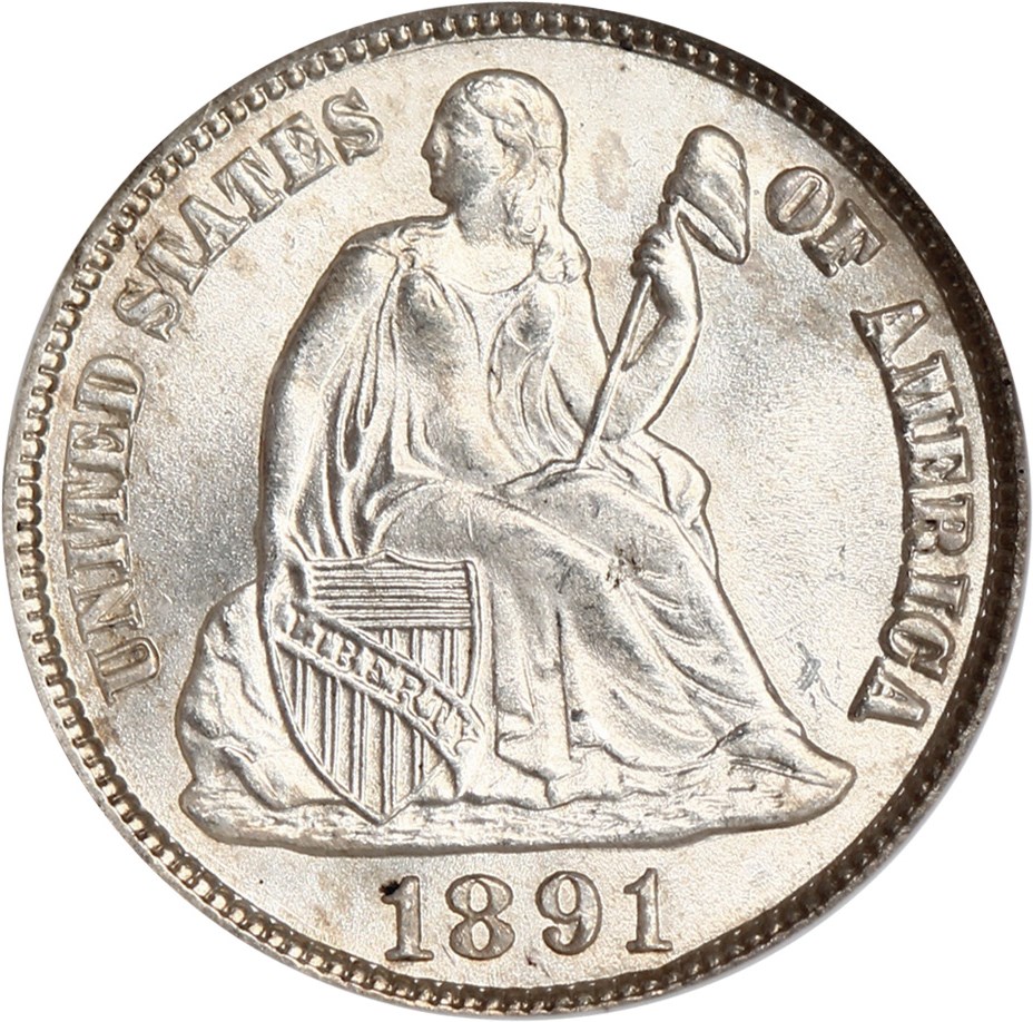 image for: 1891-S 10c NGC/CAC MS65