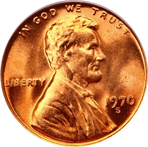 image for: 1970-S 1c PCGS MS66 RD (Large Date)