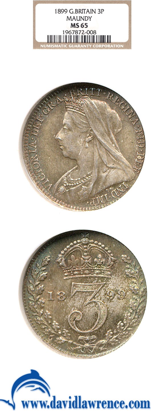 image for: Great Britain: 1899 3D Maundy  NGC MS65   