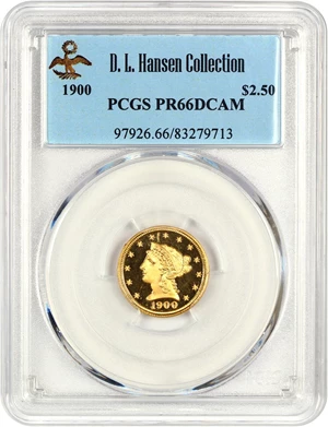 image for: 1900 $2 1/2 PCGS Proof 66 DCAM ex: D.L. Hansen