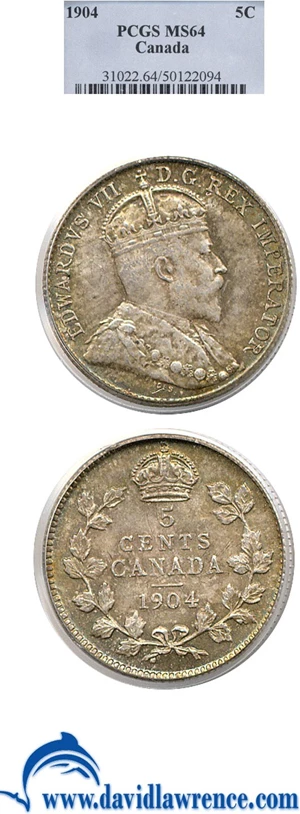 image for: Canada: 1904 5c PCGS MS64