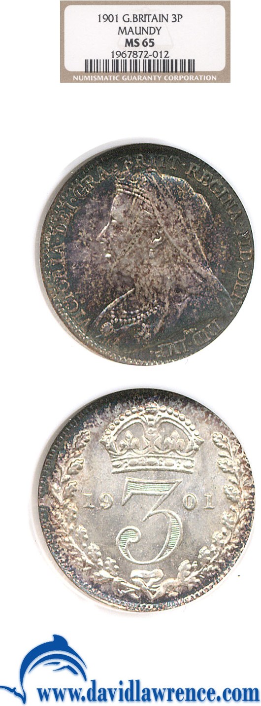 image for: Great Britain: 1901 3D Maundy  NGC MS65   
