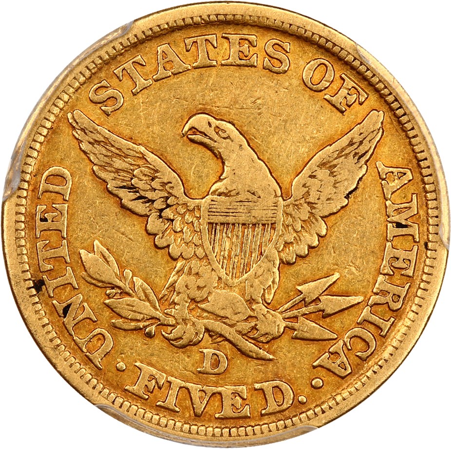 image for: 1846-D $5 PCGS/CAC VF30 ex: D.L. Hansen