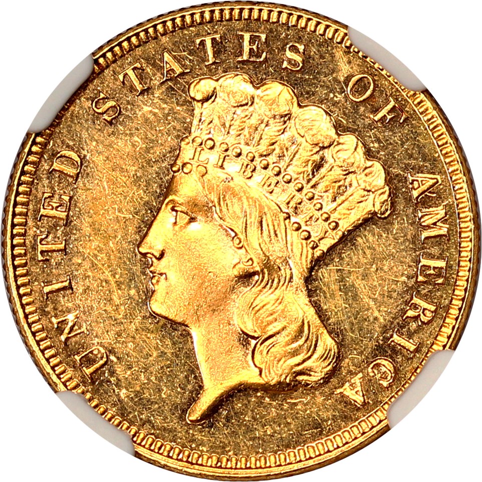 image for: 1885 $3 NGC MS61 PL