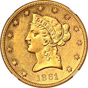 image for: 1861 $10 NGC AU58