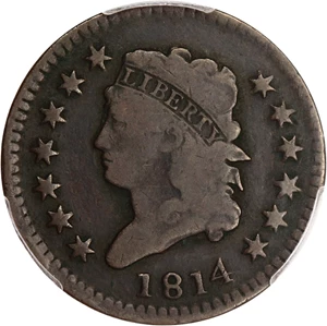 image for: 1814 1c PCGS VG-08 (Sheldon-295, Plain 4)