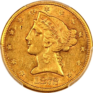 image for: 1872-CC $5 PCGS/CAC XF45 ex: D.L. Hansen