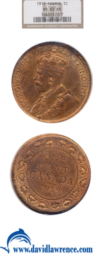 image for: Canada: 1919 1c NGC MS63 RB