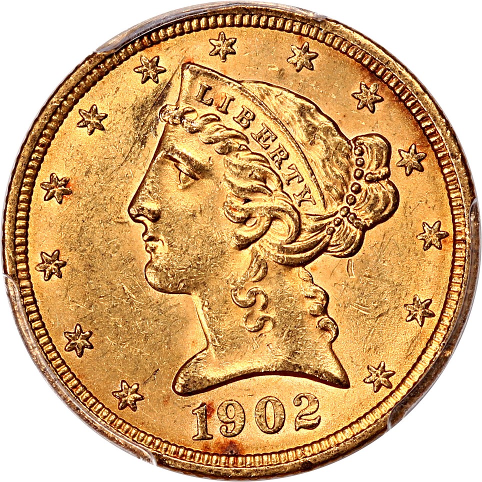 image for: 1902 $5 PCGS MS62
