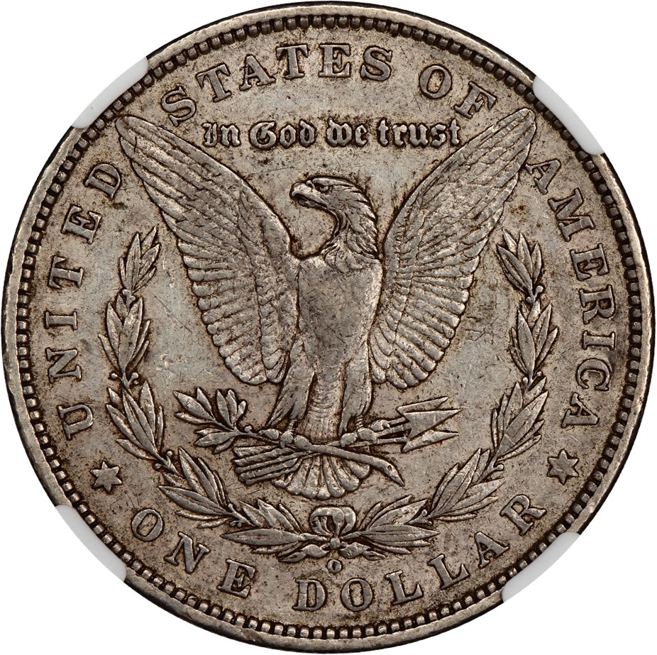 image for: Top 100 VAM: 1880-O $1 NGC XF45 (VAM-49, 8/7 Ear Hangnail)