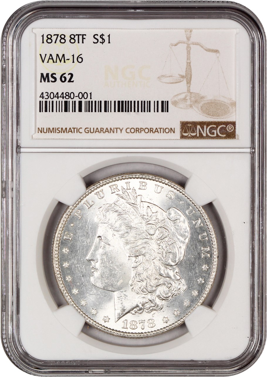 image for: 1878 8TF $1 NGC MS62 (VAM-16, Tripled Stars)