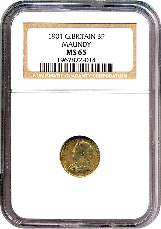 image for: Great Britain: 1901 3D Maundy  NGC MS65   