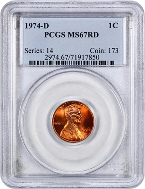 image for: 1974-D 1c PCGS MS67 RD