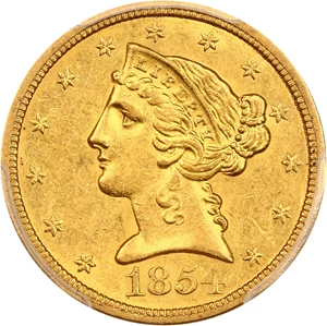 image for: 1854-O $5 PCGS/CAC AU58