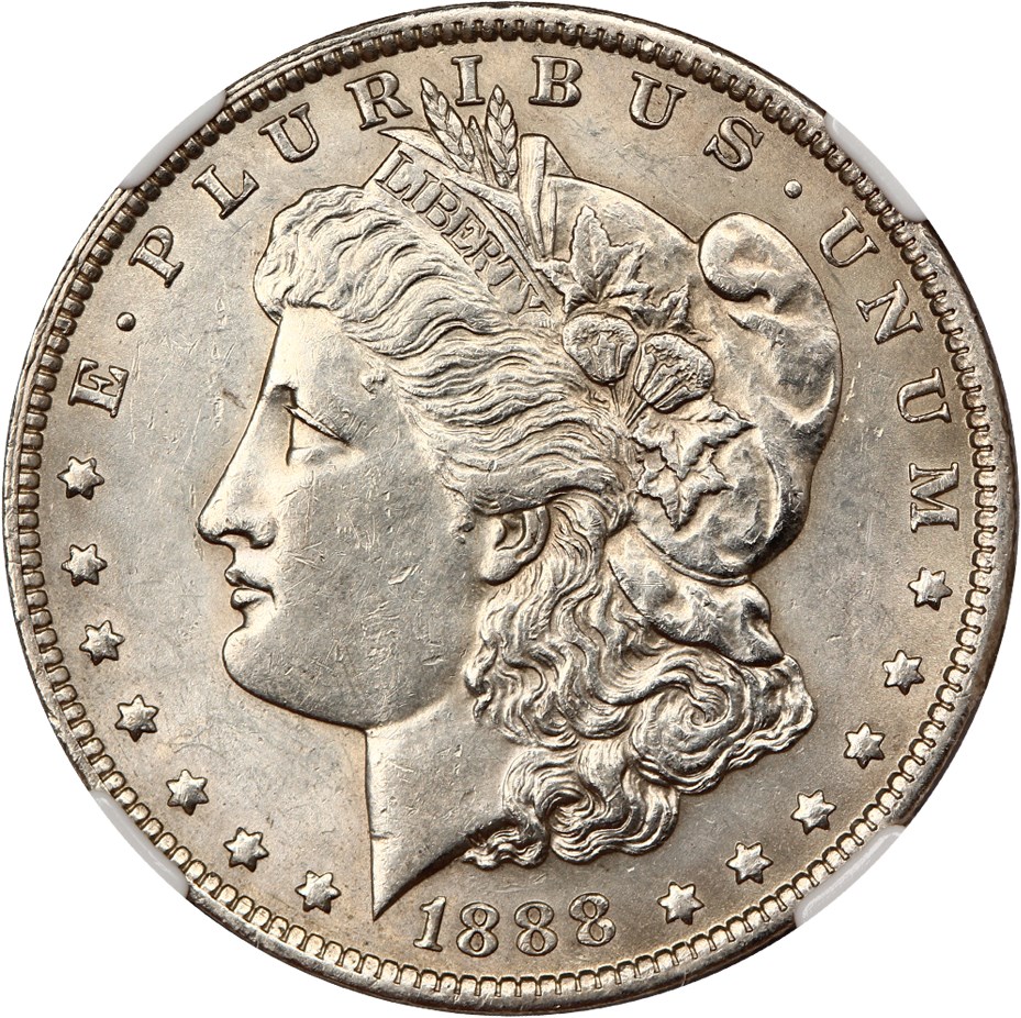 image for: Top 100 VAM: 1888-O $1 NGC AU53 (VAM-21, Oval O)