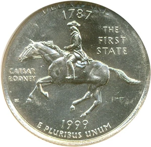 image for: 1999-D 25c Delaware NGC MS64 - Struck on 5c planchet (5.0 Grams)