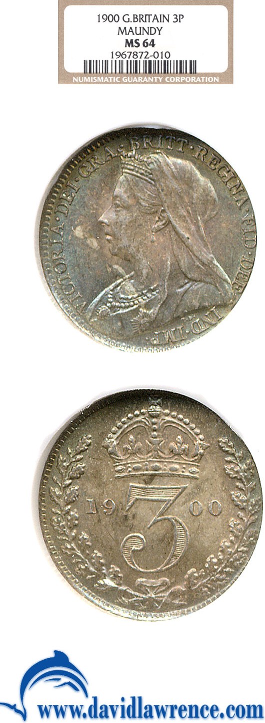 image for: Great Britain: 1900 3D Maundy  NGC MS64  *Color*