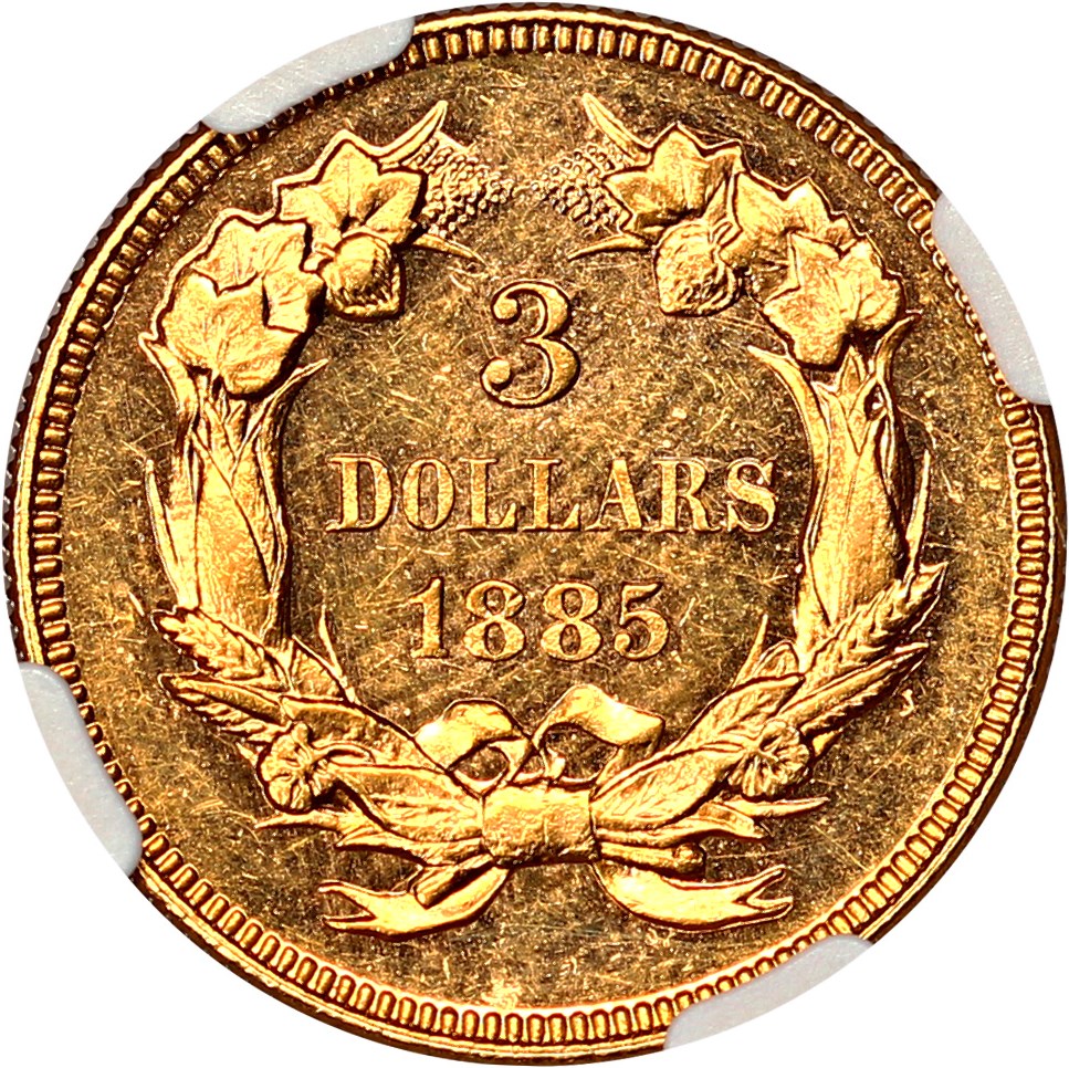 image for: 1885 $3 NGC MS61 PL