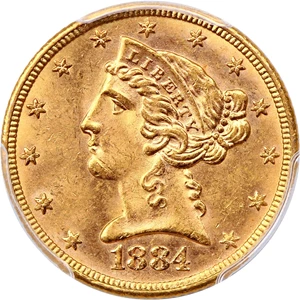 image for: 1884 $5 PCGS MS63