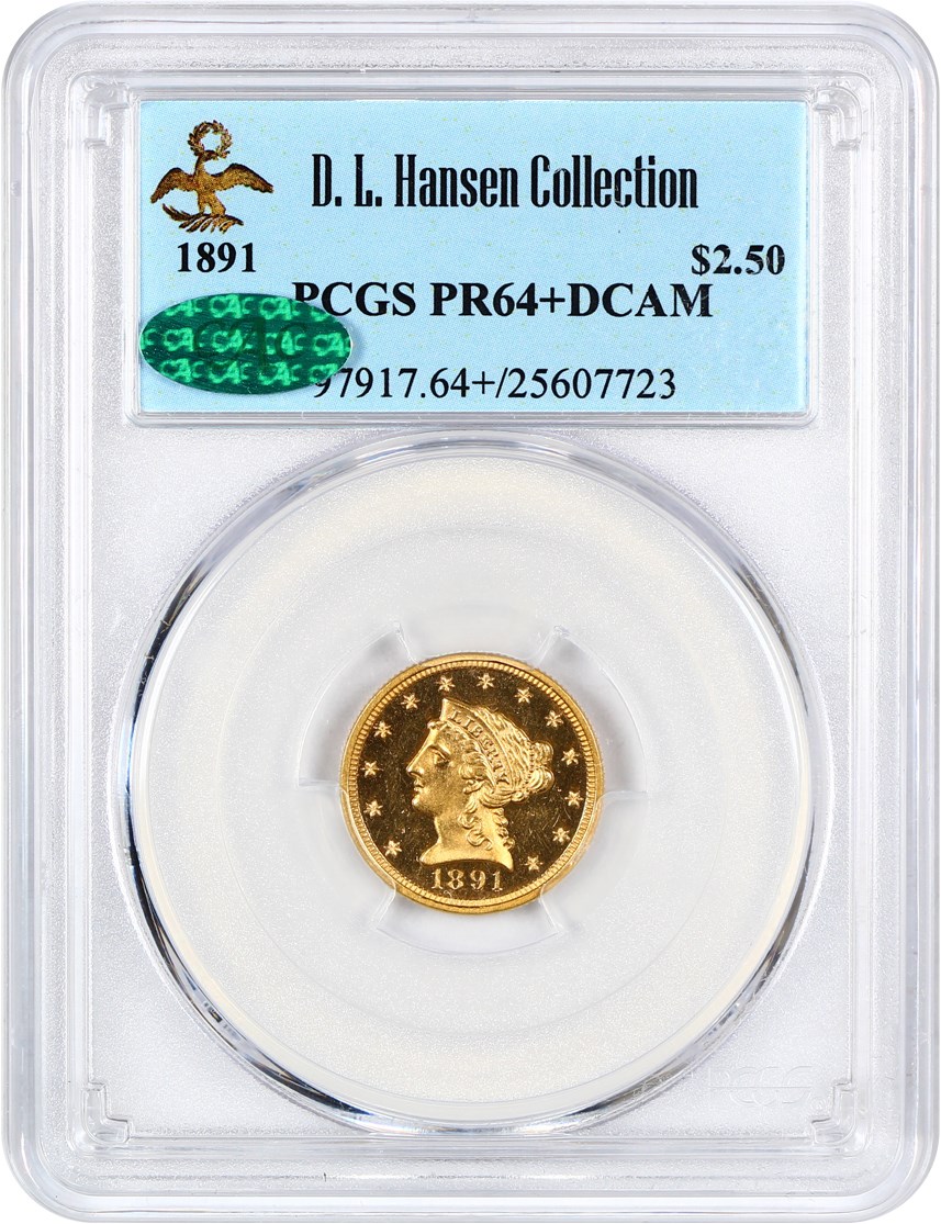 image for: 1891 2 1/2 PCGS/CAC Proof 64+ DCAM ex: D.L. Hansen
