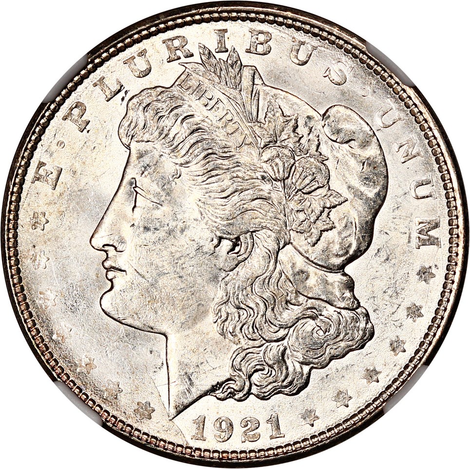 image for: Hot 50 VAM: 1921-D $1 NGC MS62 (VAM-1B, Capped R)