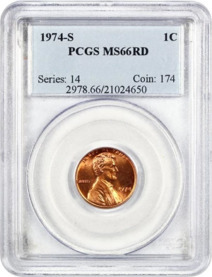image for: 1974-S 1c PCGS MS66 RD