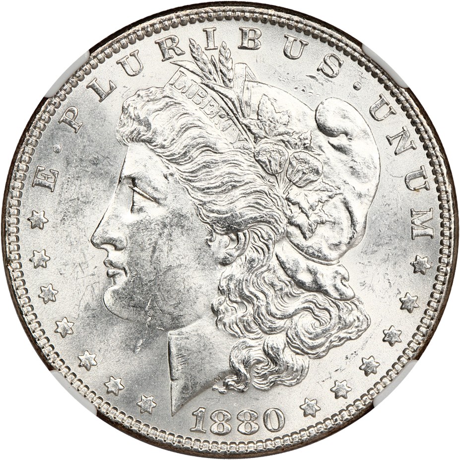 image for: Top 100 VAM: 1880 $1 NGC MS62 (VAM-9, 8/7 Stem)